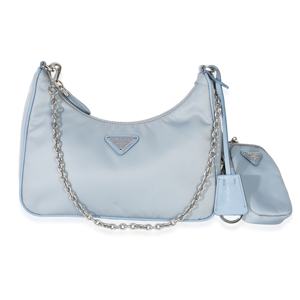 Prada Blue Nylon Saffiano Leather Re-Edition 2005